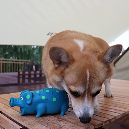 Pig Squeaky Dog Toy, 2 PCS Interactive Rubber Dog Chew Toy - Durable Latex Spot Grunting Pig Toys that Oink for Small Medium Large Dogs (Blue, Purple) - color: Blue, Purple