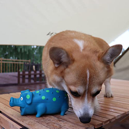 Pig Squeaky Dog Toy, 2 PCS Interactive Rubber Dog Chew Toy - Durable Latex Spot Grunting Pig Toys that Oink for Small Medium Large Dogs (Blue, Purple) - color: Blue, Purple