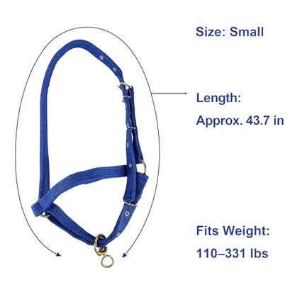 Newborn Calf Halter (110-330 lbs) | 4-Layer Reinforced Canvas Adjustable Livestock Lead Rope | Heavy-Duty Training Halter for Weaning Calves, Miniature Cows, Foals & Goats (Blue)