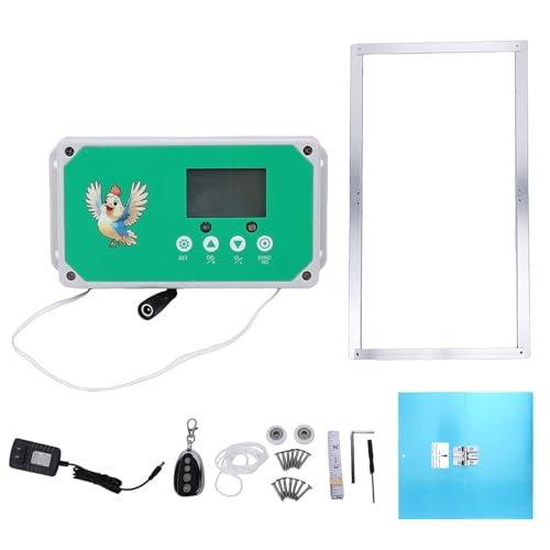 Automatic Chicken Coop Door, Large Size Solar Powered with Timer, Light Sensor, Anti Pinch, Remote Control, Manual Override, Weatherproof IP44, for Hens Ducks Geese Poultry (US Plug 100-240V)