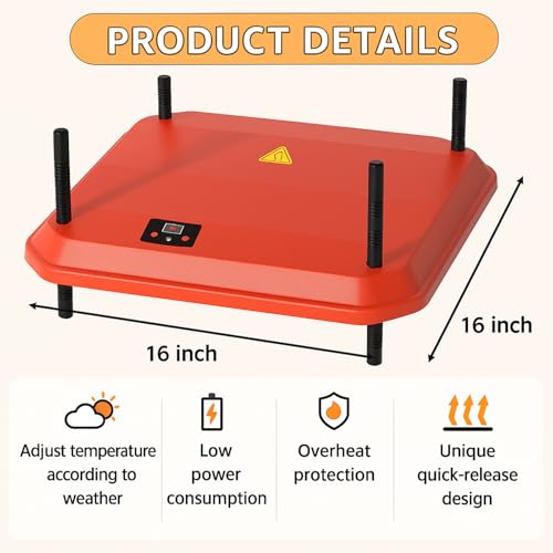 Adjustable 16x16 Brooder Heating Plate for Baby Chicks | Constant Efficient Warmth, Safe Energy-Saving, Easy to Assemble and Clean, Perfect for Chicken Brooding