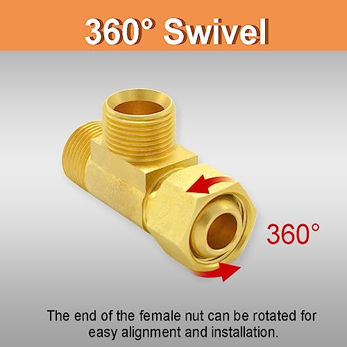 TT FLEX Brass Angle Stop Add-A-Tee Valve, 3/8 Inch Compression Inlet X 3/8 Inch Outlet, Pack of 4