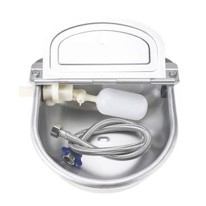 Stainless Steel Automatic Pet Water Dispenser,Automatic Dog Water Bowl Water Animals Waterer for Cattle Horse Goat Sheep Dog, with Floating Valve,Hose and Accessories(Without Drainage Hole)