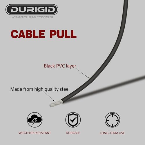 Gate Latch Cable Pull, Spring-Loaded Latch Kit Gate Latch for Wooden Fence Vinyl Metal Gates, Sued for Gate 2 to 6 Inches Thick, Black, 1 Pack