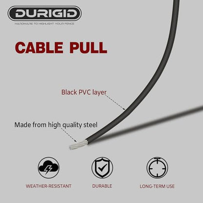 Gate Latch Cable Pull, Spring-Loaded Latch Kit Gate Latch for Wooden Fence Vinyl Metal Gates, Sued for Gate 2 to 6 Inches Thick, Black, 1 Pack