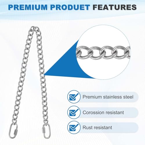 PATIKIL Gate Chain Lock, (19.7Inch, Silver) (1 Pcs)304 Stainless Steel Hanging Chain Lock for Stall Barn/Cabinet/Fence/Hammock/Pet Cages - size: 19.7Inch