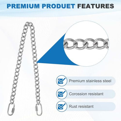 PATIKIL Gate Chain Lock, (19.7Inch, Silver) (1 Pcs)304 Stainless Steel Hanging Chain Lock for Stall Barn/Cabinet/Fence/Hammock/Pet Cages - size: 19.7Inch