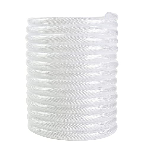 3/4’’ ID × 1’’ OD - 50 ft Clear Braided Hose Plastic Vinyl Tubing, High Pressure Flexible Reinforced PVC Tube for Transfer Water Air Oil, BPA Free & Non-Toxic - size: 3/4'' I.D., style: 50 FT