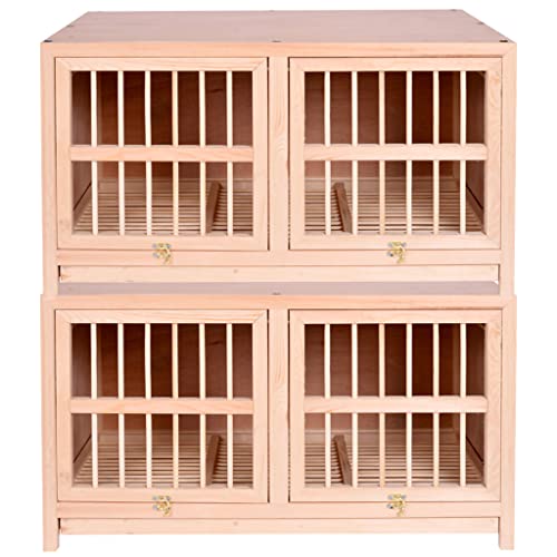 Bird Cage Large Size Solid Wood Pigeon Pairing Cage, Indoor Pigeon Nest Box with Pull Out Tray, Easy to Clean, Need to Install(Natural,27.6IN*2) - size: 27.6"L x 15.7"W x 15.7"H