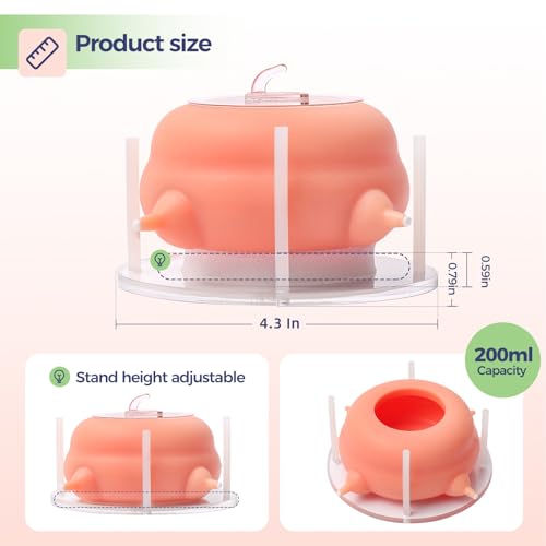 200ml Silicone Multi-Pet Milk Feeder with 4 Nipples(Pink) | Feeds 4 pets at once! Silicone, Stable base, Smooth milk flow. Leak-proof needles seal unused nipples. Includes syringe. - color: Pink, size: 200ml