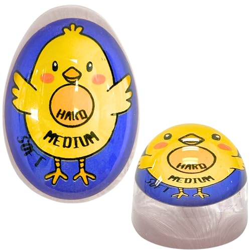 Iconikal 2-Pack Chick Egg Timer Color Changing Boiling Timer Soft, Medium, Hard, BPA Free - color: Blue Chick
