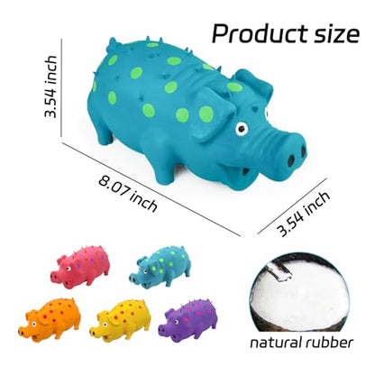 Andiker 2PC Dog Squeaky Toys, 8" Latex Dogs Chew Toy with Oinks Sound Grunting Pig Dog Toy for Dental Biting, Chasing to Kill Boring Time (Pink,Yellow) - color: Pink,Yellow