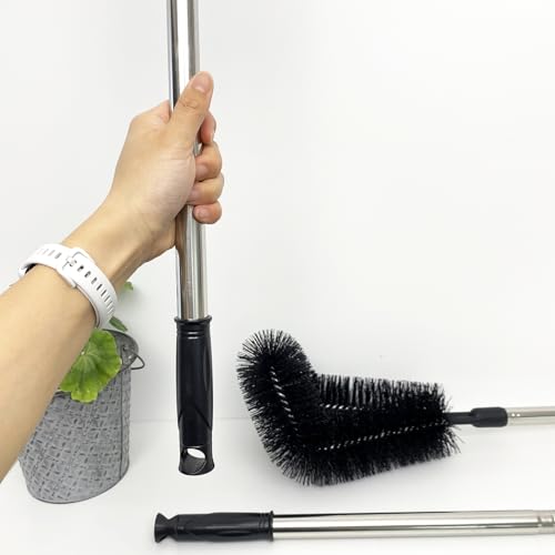 1 pcs 160 cm Huge Tank Brush (Black, with Extra Head), Big Brush Head Size (32 cm), Long Handle, with Extendable Stainless Steel Pole, PP Stiff-Bristled, for Large Water Bucket - color: 1 Pcs 160 Cm (Black)+extra Black Head
