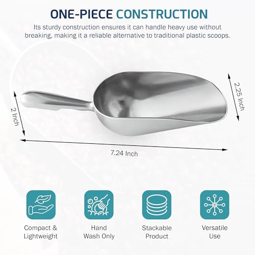 OCS Parts Aluminum 7.5-Inch Food and Ice Scoop | 5-Ounce | Professional Grade Scooper for Ice, Flour, Candy, Sugar, Rice, Popcorn, Coffee, and Beans for Home or Commercial Kitchens - size: 5-Ounce