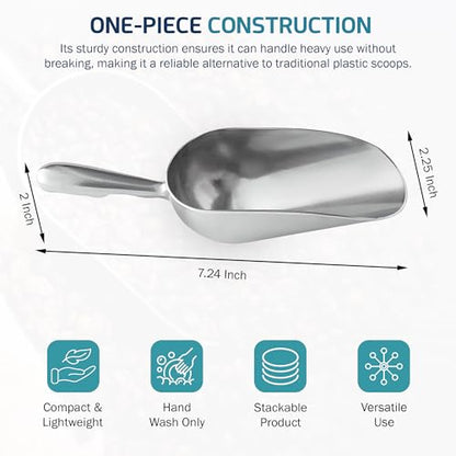 OCS Parts Aluminum 7.5-Inch Food and Ice Scoop | 5-Ounce | Professional Grade Scooper for Ice, Flour, Candy, Sugar, Rice, Popcorn, Coffee, and Beans for Home or Commercial Kitchens - size: 5-Ounce