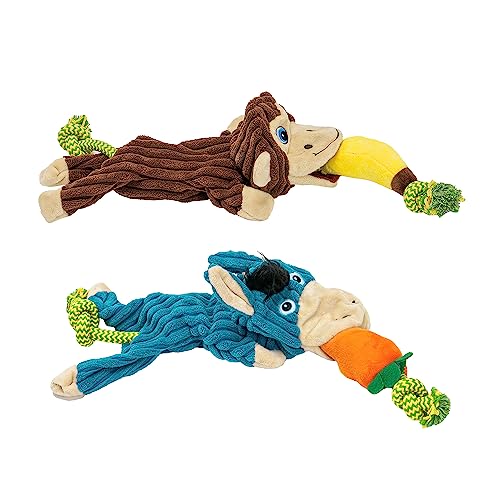 Pet Factory Tug & Chomp Squeaky Plush Dog Toy, Randomly Selected - Monkey OR Donkey, One Size - color: Monkey OR Donkey
