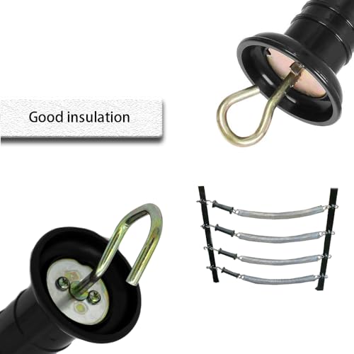 Electric Fence Gate Handle Insulated Spring Gate Handle Electric Fence Arch Hook for Fence Home (Black, 2Pcs)