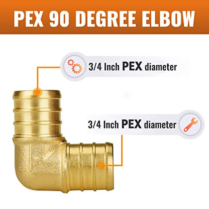 Pex Fittings 3/4 Inch, SUNGATOR 10 PCS 3/4 Pex Elbow 90 - size: 3/4" Elbow, 10 Pack