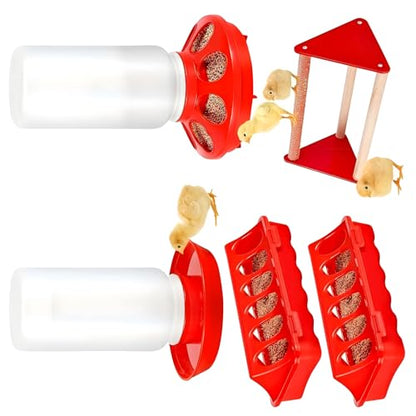 Easy to Chicken Feeder Waterer Set with Individual Feeding Holes Great for Farm or Home Use Chick Starter Set - color: B