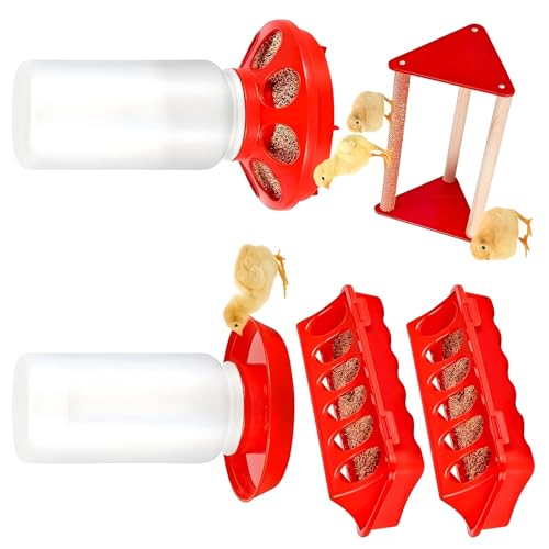 Easy to Chicken Feeder Waterer Set with Individual Feeding Holes Great for Farm or Home Use Chick Starter Set - color: B