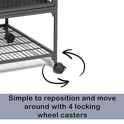 Critter Nation by MidWest Homes for Pets Double Unit Small Animal Cage, Habitat for Rats, Chinchillas, Ferrets, Sugar Gliders, Tool-Free Assembly, with Full-Width Doors, Shelves & Removable Base Pans - color: Black: 1/2 Inch Wire Spacing: Critter Nation,