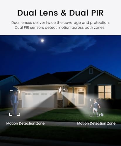 CasaCam Solar Security Camera | Outdoor Wireless, 2K+2K Dual Lens | Battery Powered, Dual PIR Sensors, Auto Tracking, 2.4G/5G WiFi, Color Night Vision, No Monthly Fee, SD & Cloud Storage, WS26