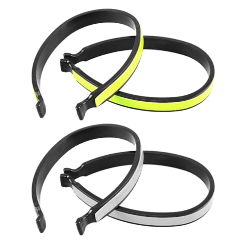 4pcs High Visibility Pant Cuff Clips for Cycling, Reflective Elastic Ankle Bands to Secure & Protect Trousers from Bike Chain, Bicycle Safety Gear for Night Riding, Running, Outdoor