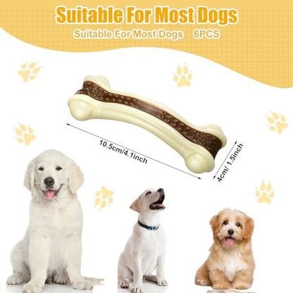 Sosation 6 Pcs Dog Toys for Aggressive Chewers Christmas Nylon Beef Flavor Bones Tough Puppy Teething Toys Puppy Chew Bones for Large Medium Small Breed Dogs Puppies(Small) - size: Small