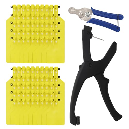 100Pcs Z Tags One-Piece Cattle Ear Tags TPU Blank Livestock Animal Identification with Professional Animal Ear tag applicator for Cattle,Sheep Goat, Pig (Yellow, 100PCS - Blank) - color: Yellow, size: 100PCS - Blank
