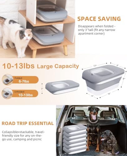 10-13 Lbs Dog Food Stroage Container, Collapsible Dog Food Containers with Airtight Lid, Pet Food Scoop, Pet Food Storage Container Dry Food for Dog, Cat and Other Pets - color: Grey/10-13 Lbs