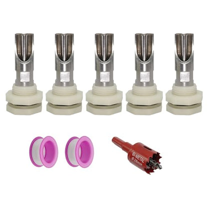 Pack of 5 Stainless Steel Automatic Pigs Nipple Waterer Set with Brass Connectors for Efficient Livestock Hydrations Stainless Steel Feeder