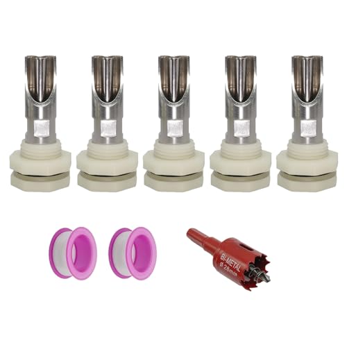 of 5 Stainless Steel Automatic Pigs Nipple Waterer Set with Brass Connectors for Efficient Livestock Hydrations Water Nipples - color: 5 piece set
