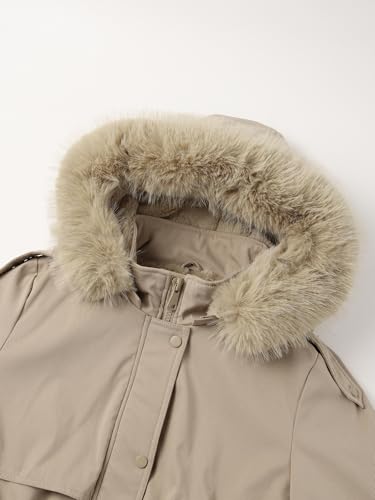 Bellivera Women's Plus Size Parka Jacket Long Winter Warm Hooded Zipper Coat - color: Beige, size: XX-Large