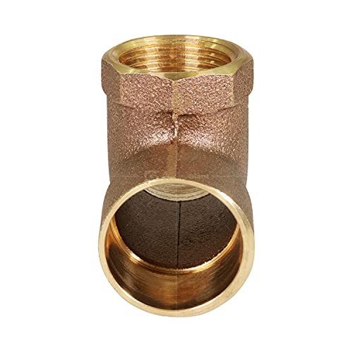 Supply Giant DDGU1141 C X C X F No Lead Cast Brass Tee Fitting with Solder Cups and Female Threaded Branch, 1-1/4" x 1-1/4" x 1 - size: 1-1/4" x 1-1/4" x 1"