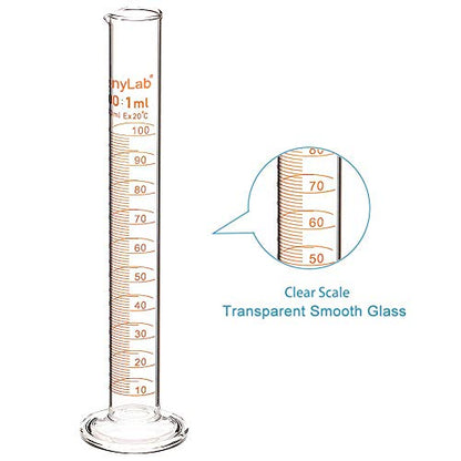 stonylab 1-Pack Graduated Cylinder, Borosilicate Glass 100 ml Heavy Wall Graduated Glass Measuring Cylinder - size: 100 ml