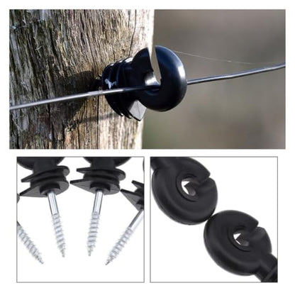 Electric Fencing Ring Insulators Electric Fence Insulator Screw in Ring Post Wire Holder Farm Cattle Sheep Horse Dog Barrier Kit(30pcs) - color: 30pcs
