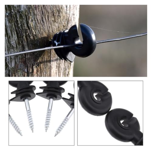 Electric Fencing Ring Insulators Electric Fence Insulator Screw in Ring Post Wire Holder Farm Cattle Sheep Horse Dog Barrier Kit(10pcs) - color: 10pcs
