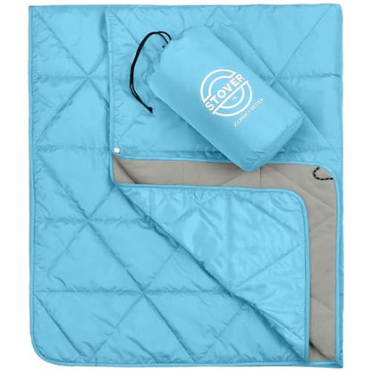 STOVER Outdoor Waterproof Fleece Travel Blanket for Camping, Picnics, Stadiums, Sports, the Beach– Warm, Windproof, Compact, Lightweight & Sand-Resistant (Sky Blue) - color: 02 - Sky Blue