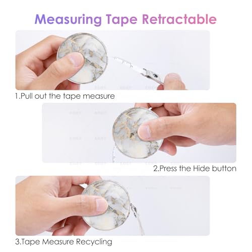 Sewing Tape Measure，Colour Printed Small Retractable Soft Measuring Tape for Tailor Cloth Fabric Body Measurements. - color: Gray Marble