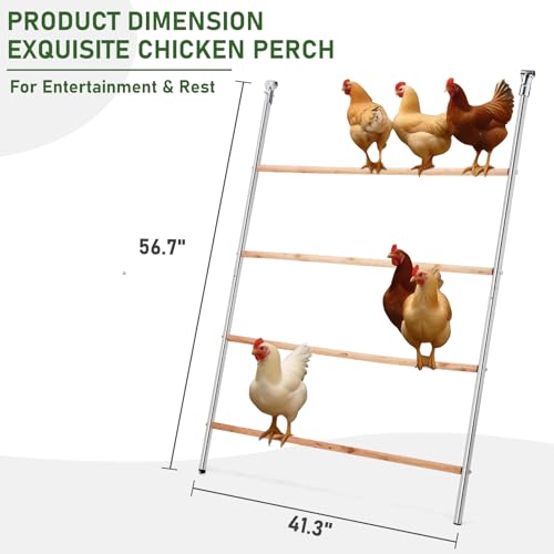 Chicken Perch Roosting Bars, Chicken Perch for Coop, Roosting Bars for Chickens Coop, Chicken Perch Ladder, DIY with Your Own Wooden Boards, Silver - color: Silver S