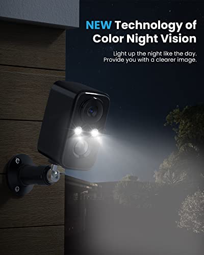 FOAOOD Security Cameras Wireless Outdoor with Solar Panel Cameras for Home Security, Home Camera with Color Night Vision, PIR Human Detection, 2-Way Talk, IP66 Waterproof, (2Packs-Black) - color: 2Packs-Black