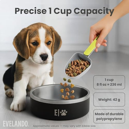 Dog Food Measuring Cup 1 Cup BPA-Free Tool with Non-Slip Grip Handle & Bag Clip Includes Cotton Storage Bag & Adhesive Hook for Dogs & Cats (Gray) - color: Gris
