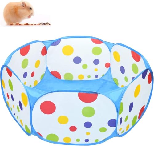 Small Animal Playpen, Portable Outdoor Pet Exercise Fence Pop-Up Metal Wire Yard Fences, Foldable Pet Tent Play Pen for Guinea Pig, Hamster, Chinchillas and Hedgehogs, Rabbits (Blue) - color: Blue