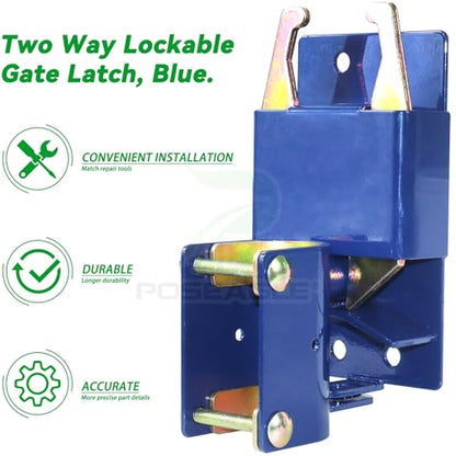 Blue S16100100 Two Way Lockable Gate Latch with Hardware, 4-Digit Combination Lock and 2 inch Philip Screwdriver for Metal Gates with 1-5/8" to 2" Diameter Round Tubes - color: A03 1xLockable Gate Latch for 1-5/8" to 2" Tubes