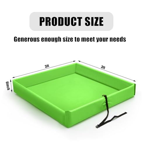Wettarn Folding Duck Pond 3' x 3' Portable Spill Containment Berm Wall Containment Berm (Green) - color: Green, size: 3*3ft