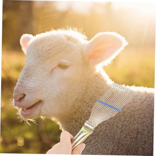 2pcs Livestock Wool Brush and Cattle Curry Comb for Sheep and Horse Grooming, 23cm Small Yellow Wool Shedding Rake for Farm Animal Dematting and Itch Relief