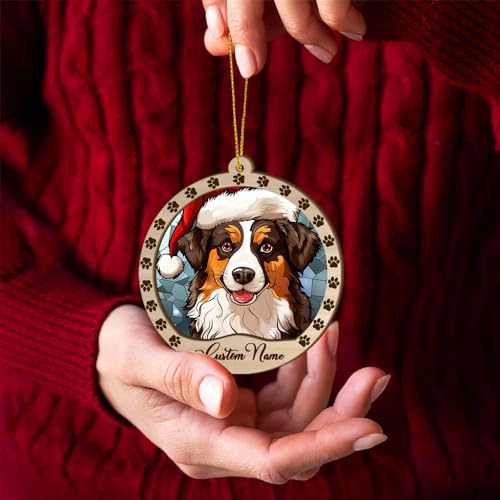 Personalized Australian Shepherd Ornament, Australian Shepherd Christmas Ornament, Custom Name Australian Shepherd Dog Suncatcher for Christmas Tree - color: Australian Shepherd