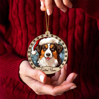 Personalized Australian Shepherd Ornament, Australian Shepherd Christmas Ornament, Custom Name Australian Shepherd Dog Suncatcher for Christmas Tree - color: Australian Shepherd