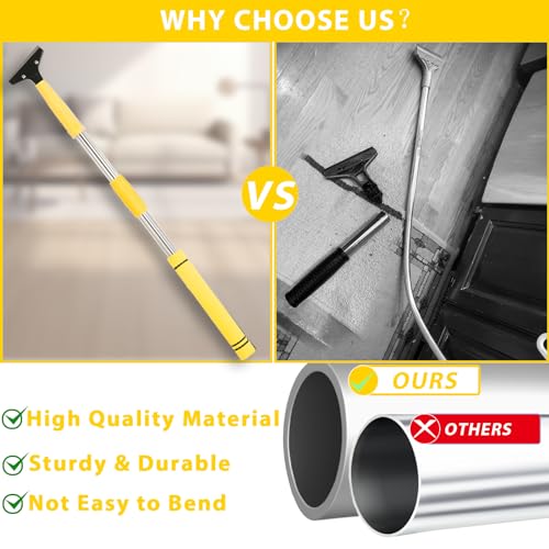 Floor Scraper Long Handle Heavy Duty, 31-61“ Long Handle Blade Scraper Tool with 10PCS Extra Blades 4 Inch stainless steel efficiently and quickly kitchen stickers windows cleaning. (50inch) - size: 50inch