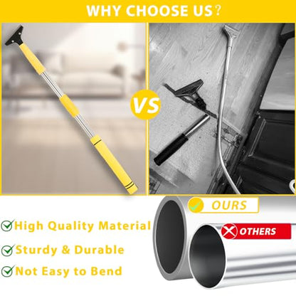 Floor Scraper Long Handle Heavy Duty, 31-61“ Long Handle Blade Scraper Tool with 10PCS Extra Blades 4 Inch stainless steel efficiently and quickly kitchen stickers windows cleaning. (50inch) - size: 50inch
